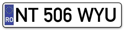 Placuta inmatriculare numar auto  NT-506-WYU, NT 506 WYU, NT506WYU