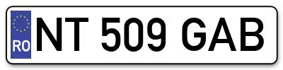 Placuta inmatriculare numar auto  NT-509-GAB, NT 509 GAB, NT509GAB