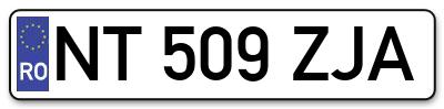 Placuta inmatriculare numar auto  NT-509-ZJA, NT 509 ZJA, NT509ZJA