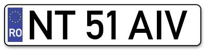 Placuta inmatriculare numar auto  NT-51-AIV, NT 51 AIV, NT51AIV