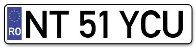 Placuta inmatriculare numar auto  NT-51-YCU, NT 51 YCU, NT51YCU