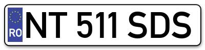 Placuta inmatriculare numar auto  NT-511-SDS, NT 511 SDS, NT511SDS