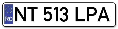 Placuta inmatriculare numar auto  NT-513-LPA, NT 513 LPA, NT513LPA