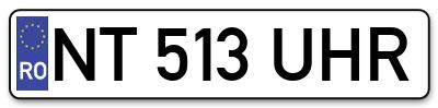 Placuta inmatriculare numar auto  NT-513-UHR, NT 513 UHR, NT513UHR