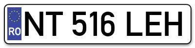 Placuta inmatriculare numar auto  NT-516-LEH, NT 516 LEH, NT516LEH