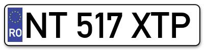 Placuta inmatriculare numar auto  NT-517-XTP, NT 517 XTP, NT517XTP