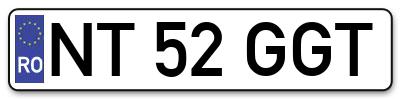 Placuta inmatriculare numar auto  NT-52-GGT, NT 52 GGT, NT52GGT