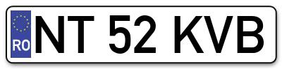 Placuta inmatriculare numar auto  NT-52-KVB, NT 52 KVB, NT52KVB