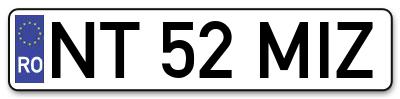 Placuta inmatriculare numar auto  NT-52-MIZ, NT 52 MIZ, NT52MIZ