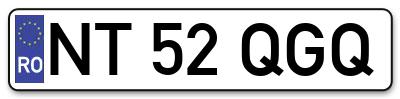 Placuta inmatriculare numar auto  NT-52-QGQ, NT 52 QGQ, NT52QGQ
