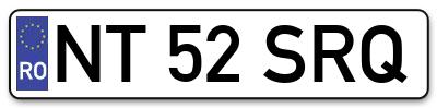 Placuta inmatriculare numar auto  NT-52-SRQ, NT 52 SRQ, NT52SRQ