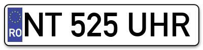 Placuta inmatriculare numar auto  NT-525-UHR, NT 525 UHR, NT525UHR