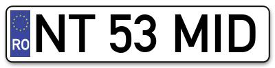 Placuta inmatriculare numar auto  NT-53-MID, NT 53 MID, NT53MID