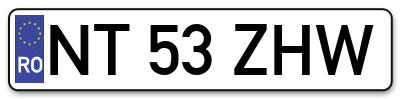 Placuta inmatriculare numar auto  NT-53-ZHW, NT 53 ZHW, NT53ZHW