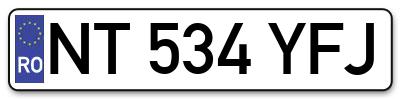 Placuta inmatriculare numar auto  NT-534-YFJ, NT 534 YFJ, NT534YFJ