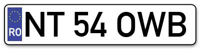 Placuta inmatriculare numar auto  NT-54-OWB, NT 54 OWB, NT54OWB