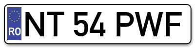 Placuta inmatriculare numar auto  NT-54-PWF, NT 54 PWF, NT54PWF