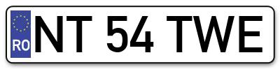 Placuta inmatriculare numar auto  NT-54-TWE, NT 54 TWE, NT54TWE