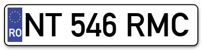 Placuta inmatriculare numar auto  NT-546-RMC, NT 546 RMC, NT546RMC