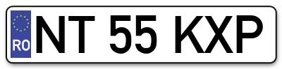 Placuta inmatriculare numar auto  NT-55-KXP, NT 55 KXP, NT55KXP