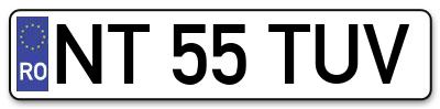 Placuta inmatriculare numar auto  NT-55-TUV, NT 55 TUV, NT55TUV