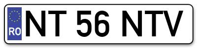 Placuta inmatriculare numar auto  NT-56-NTV, NT 56 NTV, NT56NTV