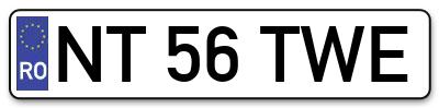 Placuta inmatriculare numar auto  NT-56-TWE, NT 56 TWE, NT56TWE
