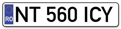 Placuta inmatriculare numar auto  NT-560-ICY, NT 560 ICY, NT560ICY