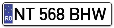 Placuta inmatriculare numar auto  NT-568-BHW, NT 568 BHW, NT568BHW