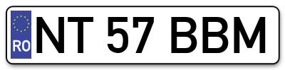 Placuta inmatriculare numar auto  NT-57-BBM, NT 57 BBM, NT57BBM