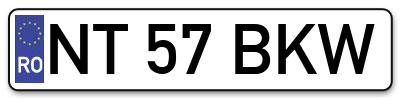 Placuta inmatriculare numar auto  NT-57-BKW, NT 57 BKW, NT57BKW
