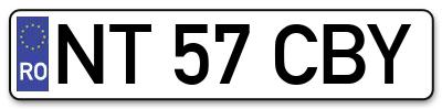 Placuta inmatriculare numar auto  NT-57-CBY, NT 57 CBY, NT57CBY