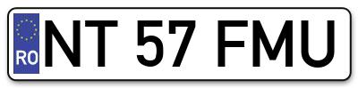 Placuta inmatriculare numar auto  NT-57-FMU, NT 57 FMU, NT57FMU