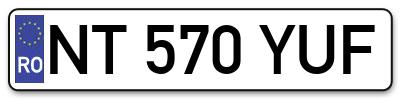 Placuta inmatriculare numar auto  NT-570-YUF, NT 570 YUF, NT570YUF