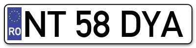 Placuta inmatriculare numar auto  NT-58-DYA, NT 58 DYA, NT58DYA