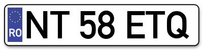 Placuta inmatriculare numar auto  NT-58-ETQ, NT 58 ETQ, NT58ETQ