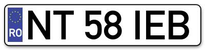 Placuta inmatriculare numar auto  NT-58-IEB, NT 58 IEB, NT58IEB