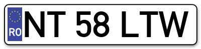 Placuta inmatriculare numar auto  NT-58-LTW, NT 58 LTW, NT58LTW