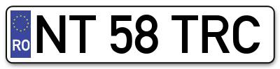 Placuta inmatriculare numar auto  NT-58-TRC, NT 58 TRC, NT58TRC