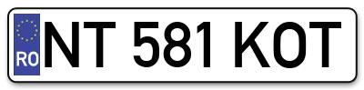 Placuta inmatriculare numar auto  NT-581-KOT, NT 581 KOT, NT581KOT