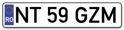 Placuta inmatriculare numar auto  NT-59-GZM, NT 59 GZM, NT59GZM