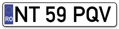 Placuta inmatriculare numar auto  NT-59-PQV, NT 59 PQV, NT59PQV
