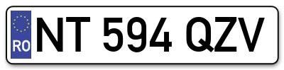 Placuta inmatriculare numar auto  NT-594-QZV, NT 594 QZV, NT594QZV