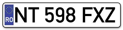 Placuta inmatriculare numar auto  NT-598-FXZ, NT 598 FXZ, NT598FXZ