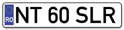 Placuta inmatriculare numar auto  NT-60-SLR, NT 60 SLR, NT60SLR