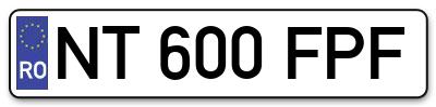Placuta inmatriculare numar auto  NT-600-FPF, NT 600 FPF, NT600FPF