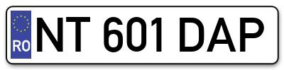 Placuta inmatriculare numar auto  NT-601-DAP, NT 601 DAP, NT601DAP