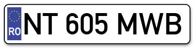 Placuta inmatriculare numar auto  NT-605-MWB, NT 605 MWB, NT605MWB