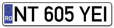 Placuta inmatriculare numar auto  NT-605-YEI, NT 605 YEI, NT605YEI