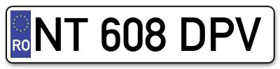 Placuta inmatriculare numar auto  NT-608-DPV, NT 608 DPV, NT608DPV